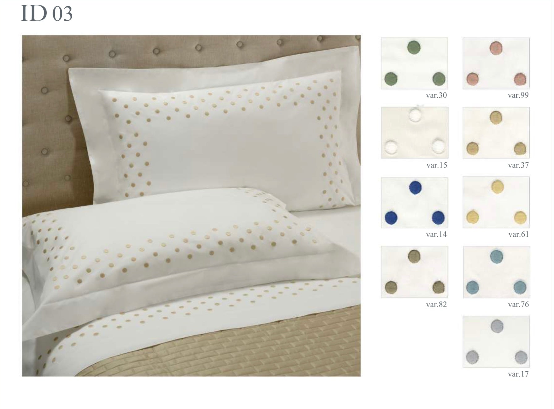 Completo letto ricamato Pois Dea Home Collection var. 37 tortora