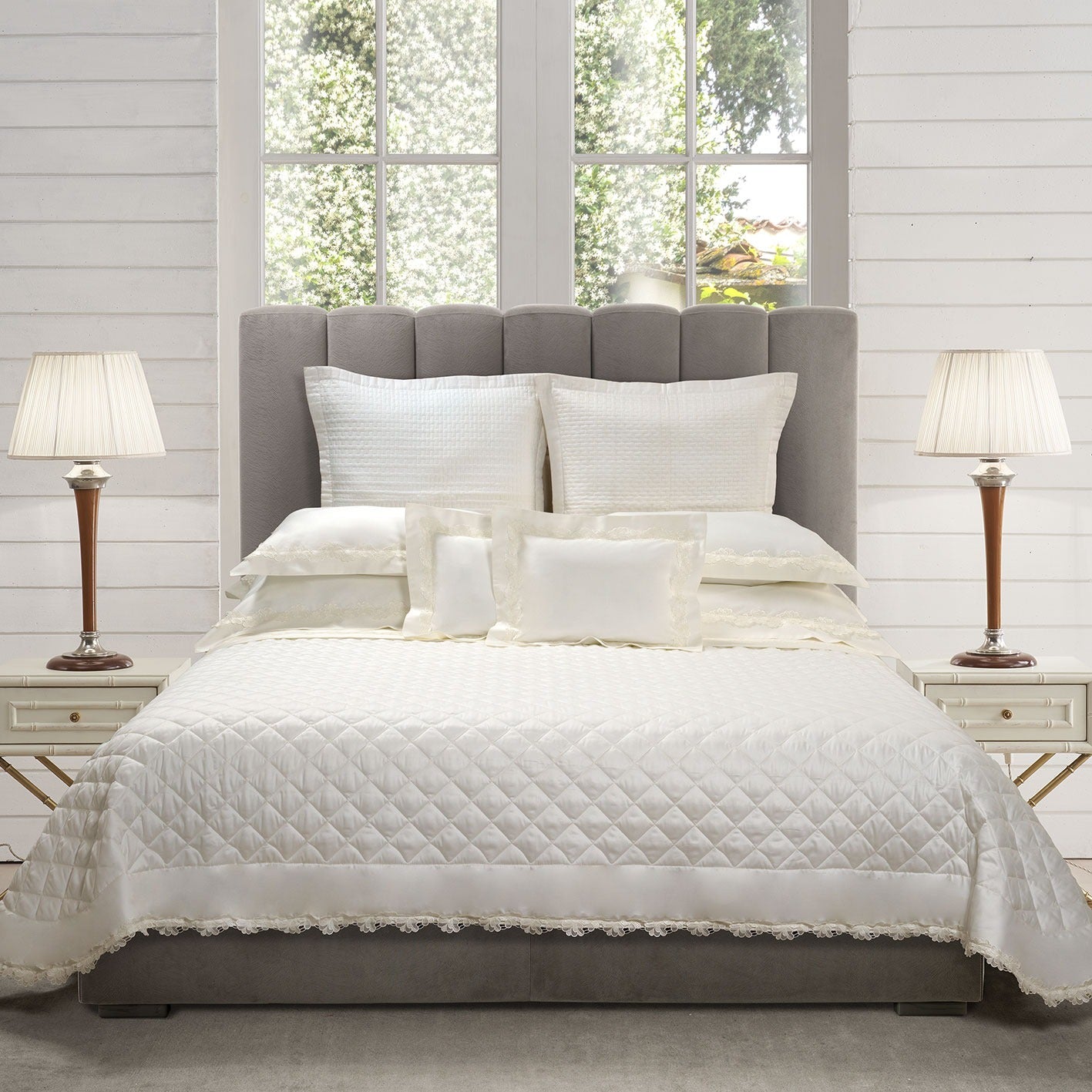 Completo lenzuola matrimoniale Flora Pizzo Dea Luxury Linens