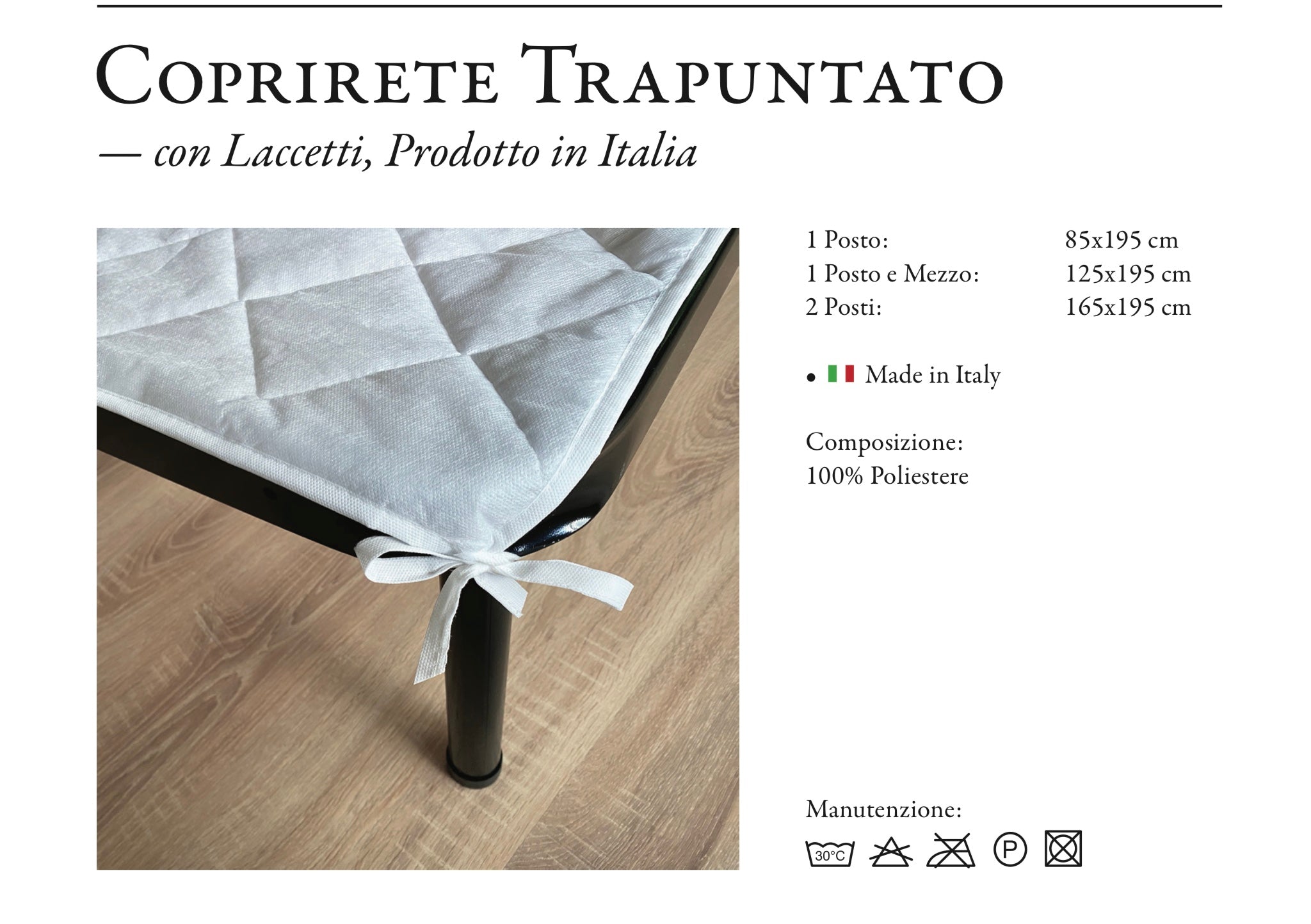 Coprirete matrimoniale trapuntato con laccetti