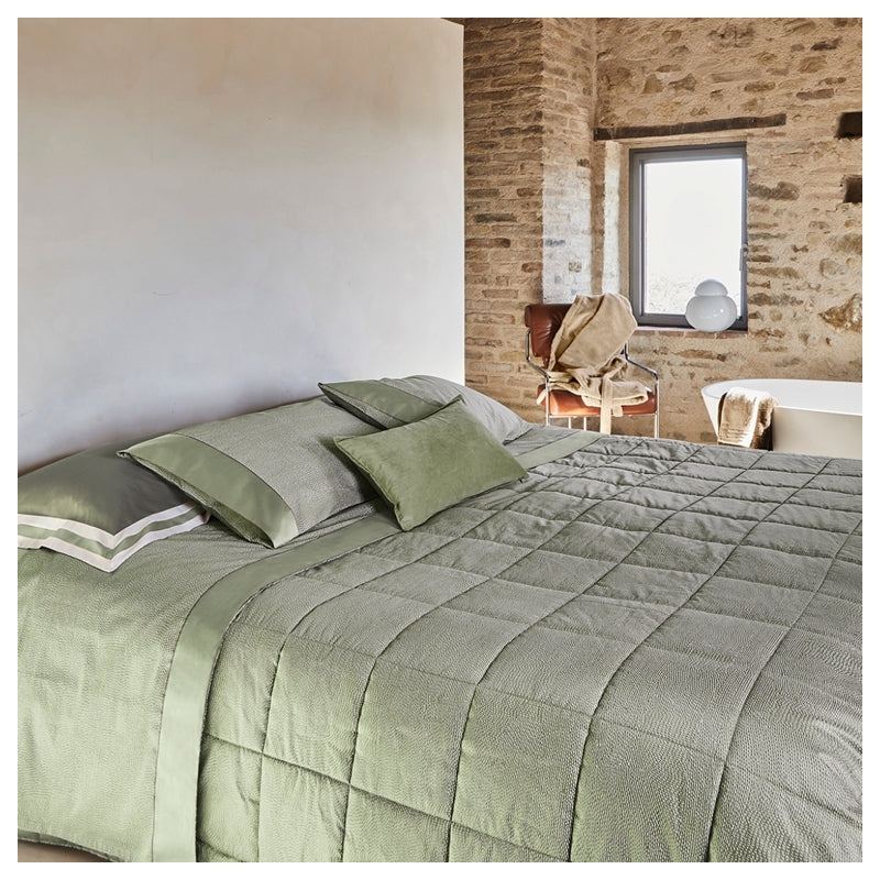 Trapunta matrimoniale Sashiko Fazzini var. Verde