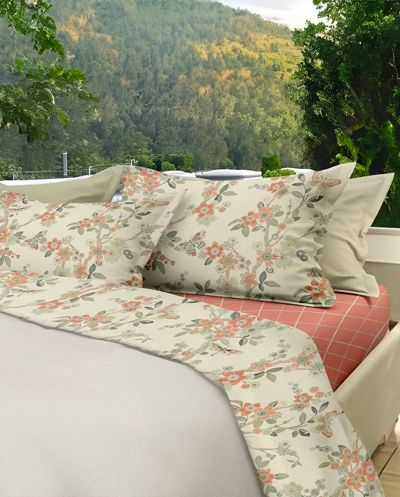 Completo letto matrimoniale Frida Le Vie del Cotone var. Pesca