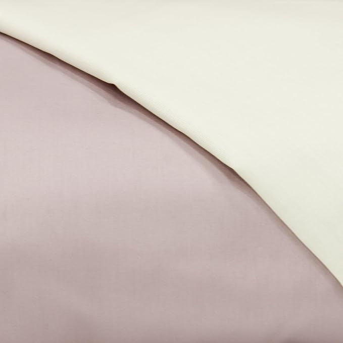 Copripiumino raso di cotone matrimoniale Incanto Riviera Malva Avorio