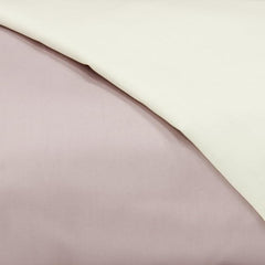 Copripiumino raso di cotone matrimoniale Incanto Riviera Malva Avorio