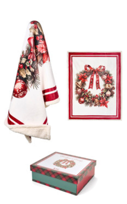 Plaid natalizio Christmas is Coming dis. Ghirlanda