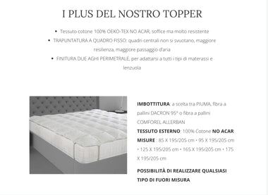 Topper matrimoniale in puro cotone