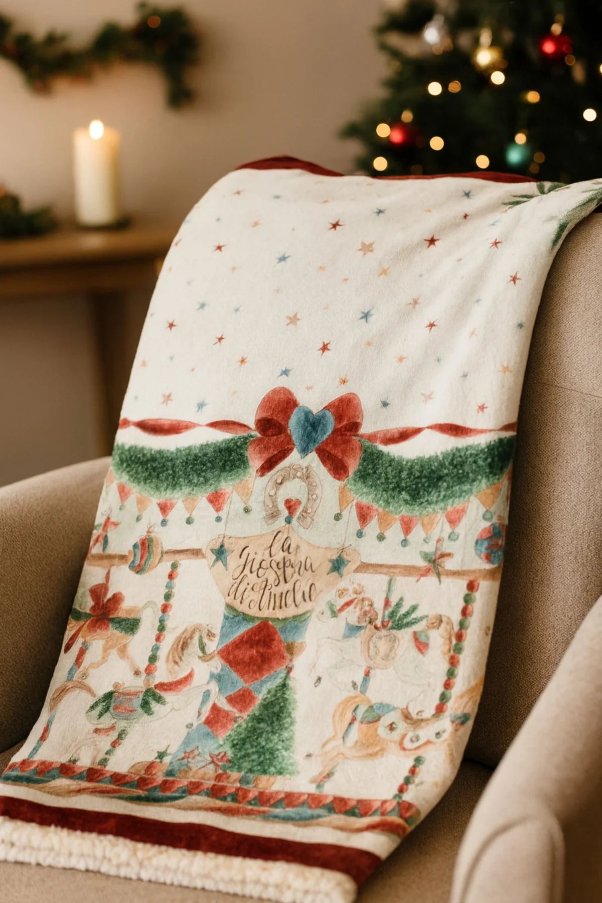 Plaid natalizio La Giostra di Amelie Nuvole di Stoffa