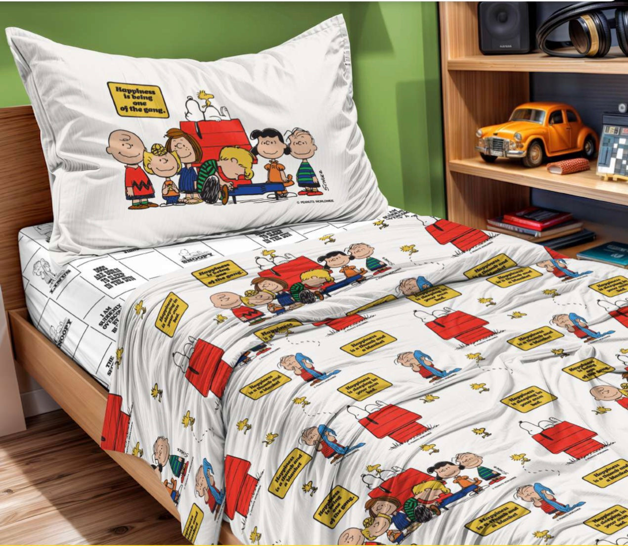 Parure Copripiumino singolo dis. Happiness Peanuts