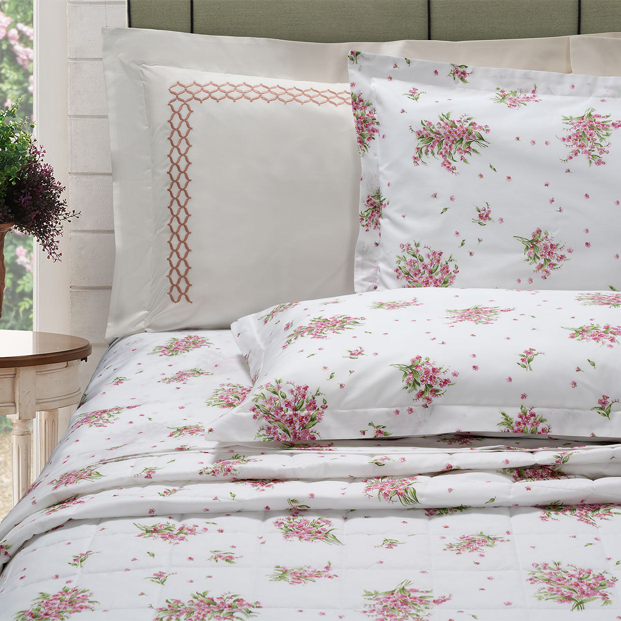 Completo lenzuola piazza e mezzo I110  Le Isole by Dea var. Rosa 21