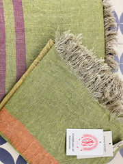 Telo mare e badano in Puro Lino PATCH NAT var. Verde Arancio