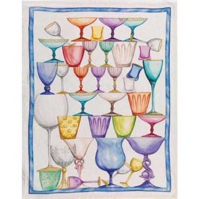 Strofinaccio in Puro Lino dis. CRYSTAL BLU Tessitura Toscana Telerie