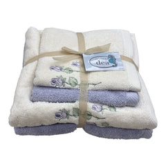 Set 4 asciugamani in spugna disegno Roselline Dea Home Collection.