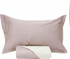 Copripiumino raso di cotone matrimoniale Incanto Riviera Malva Avorio