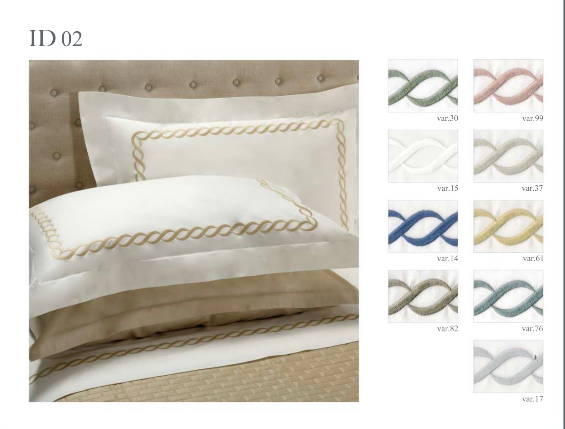 Completo letto ricamato Treccia Dea Home Collection var. 30 verde