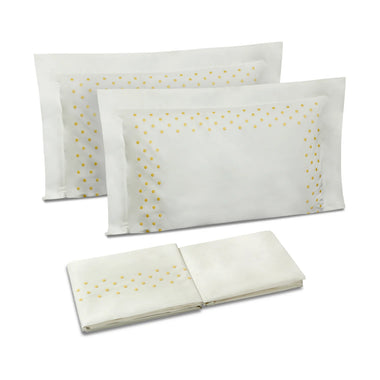 Completo letto ricamato Pois Dea Home Collection var. 61 giallo
