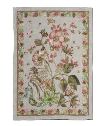 Strofinaccio in 100% Canapa dis. Occitane Rosa Tessitura Toscana Telerie