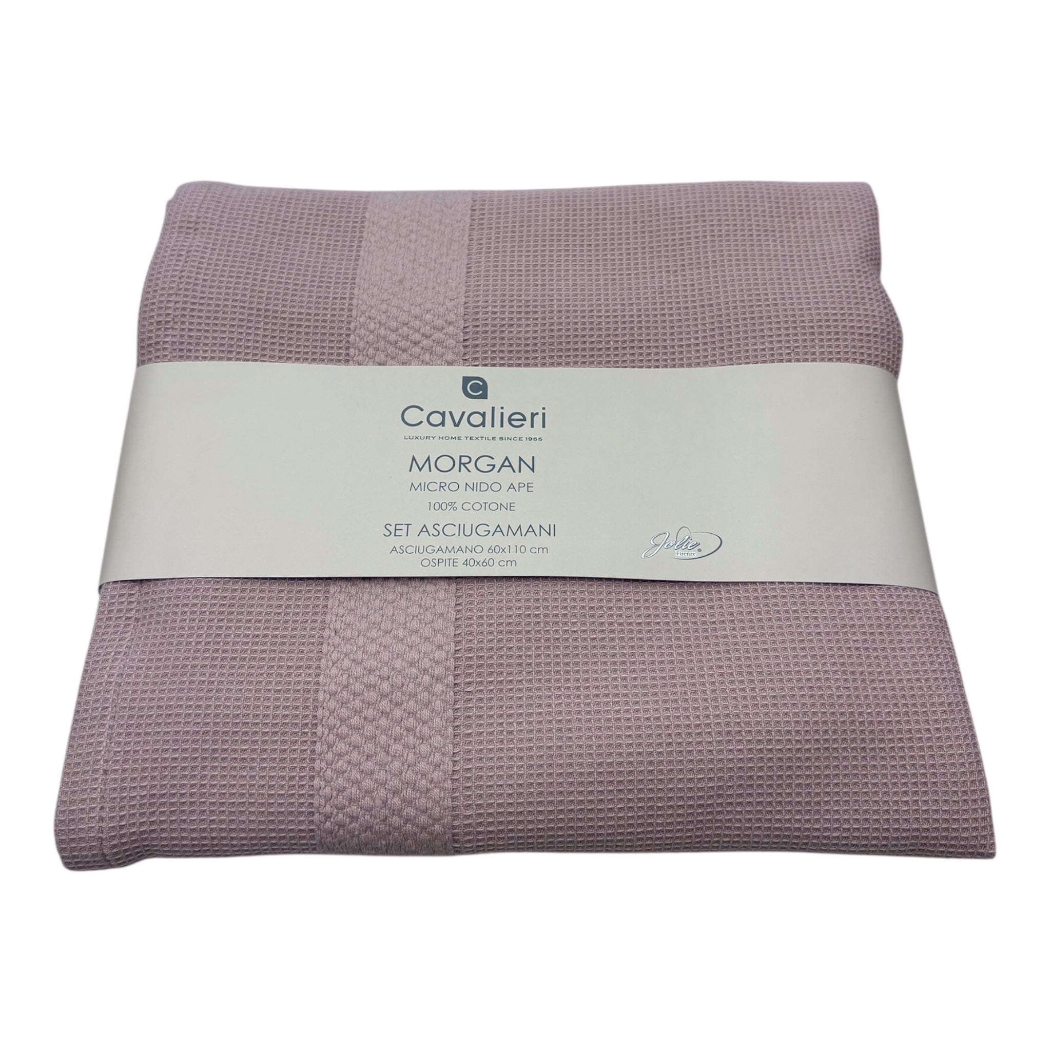 Set asciugamani 1+1 Nido d’ape Morgan Cavalieri var. Rosa Antico