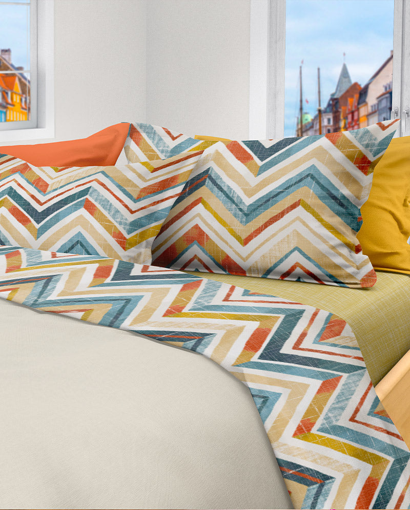 Completo letto piazza e mezzo Copenaghen Le Vie del Cotone var. Mandarino