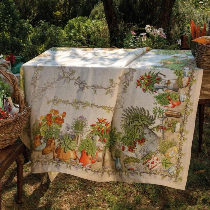 Tovaglia in lino x 18 Balcon Potager Tessitura Toscana Telerie