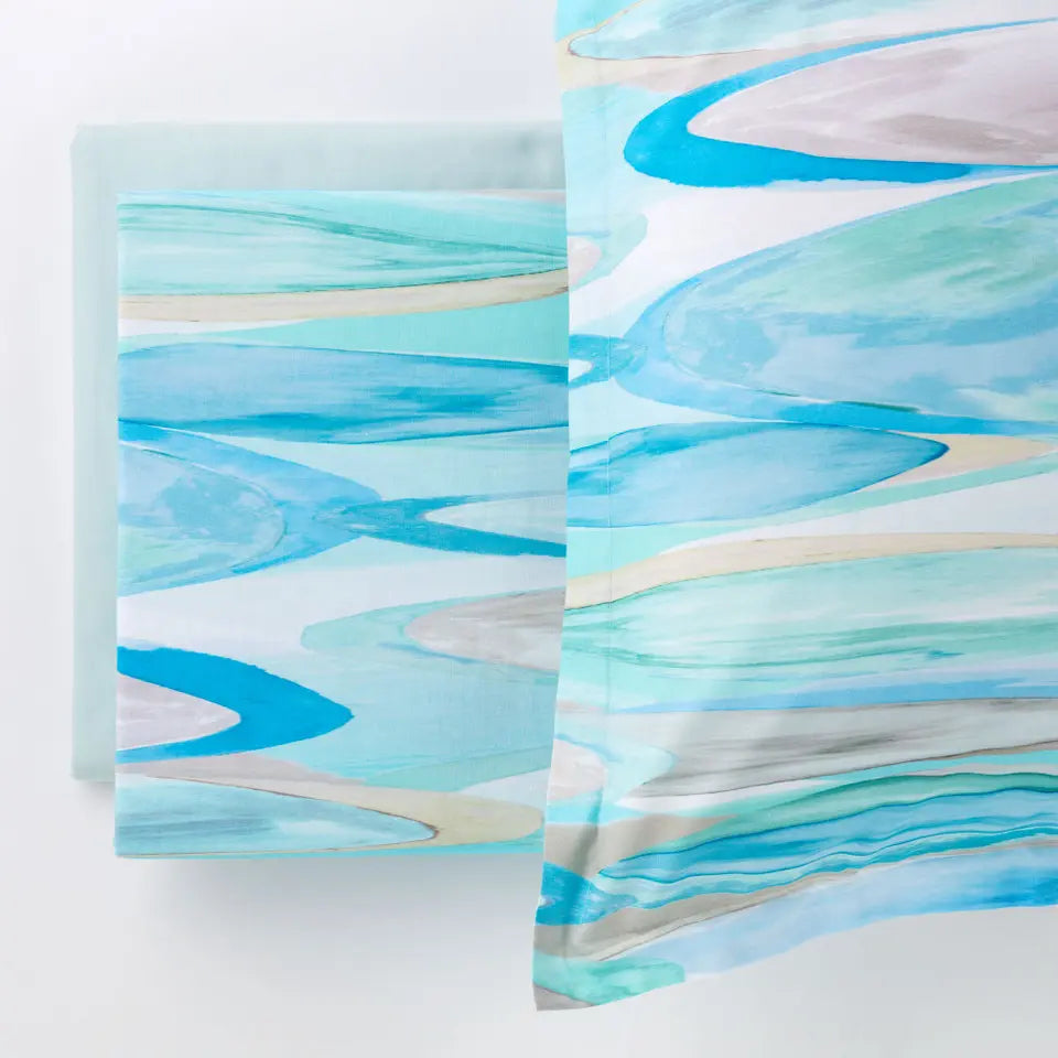 Completo lenzuolo copriletto piazza e mezzo Interlude Riviera var. Azzurro