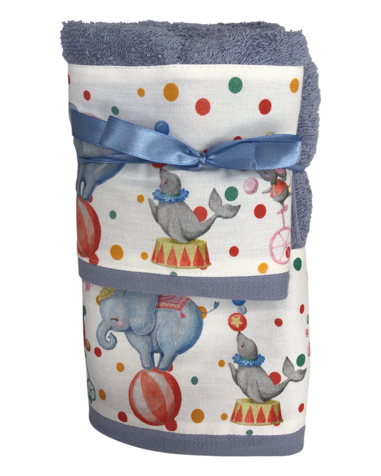 Coppia asciugamano bimbo Circo variante Celeste