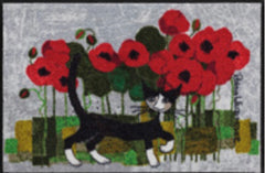 Efia tappeto o zerbino 50 x 80 cm dis. Gatto e Papaveri