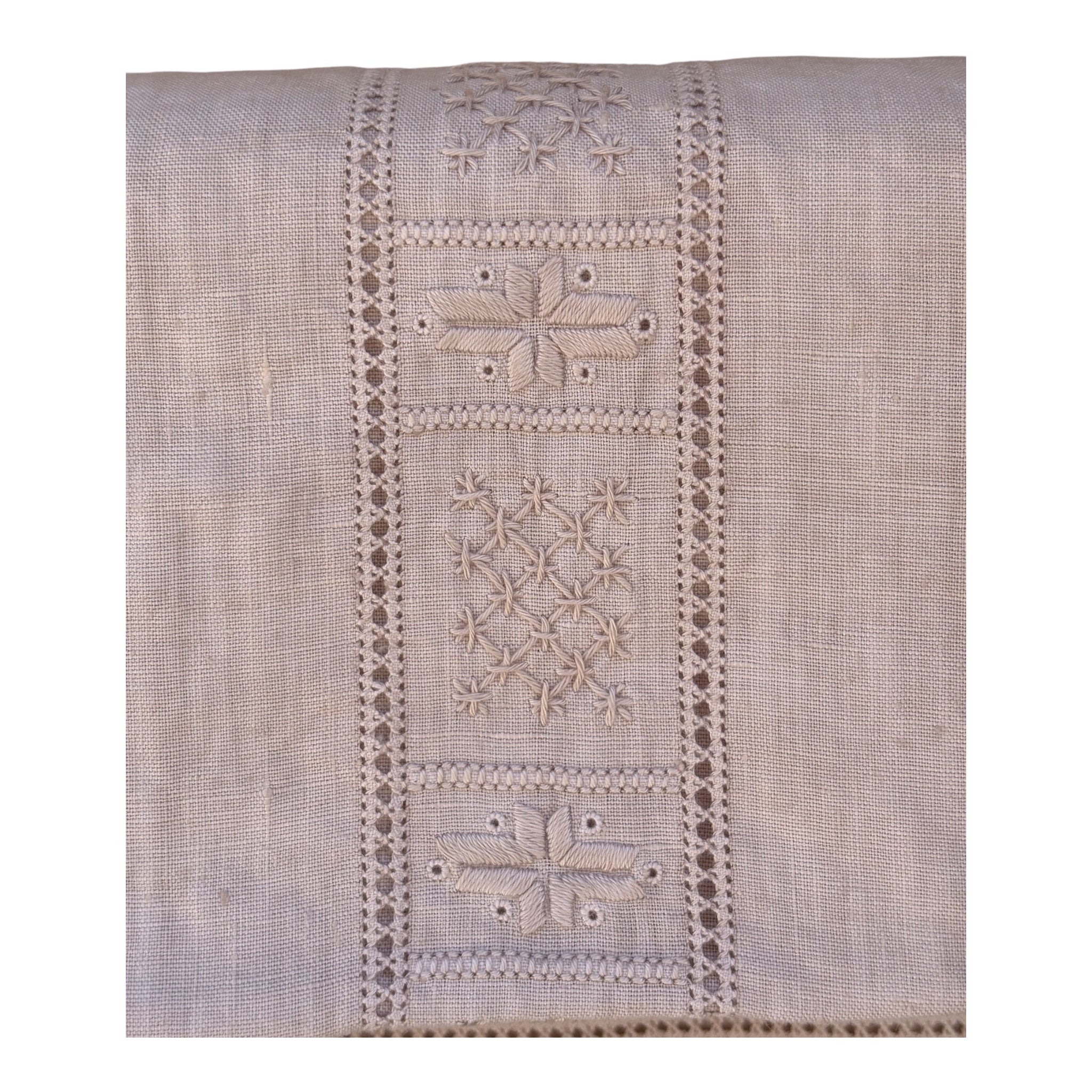 Set asciugamani 1+1 Puro Lino in Punto Antico var. Talco