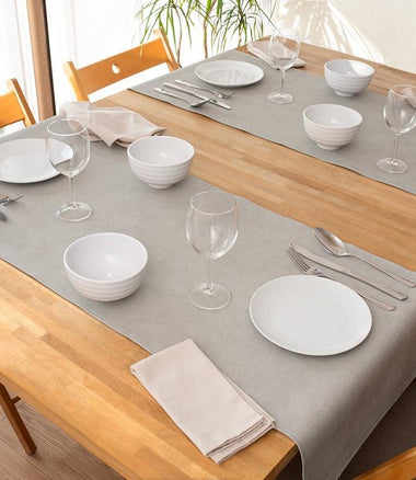 Runner centrotavola in pelle vegana var. Light Grey