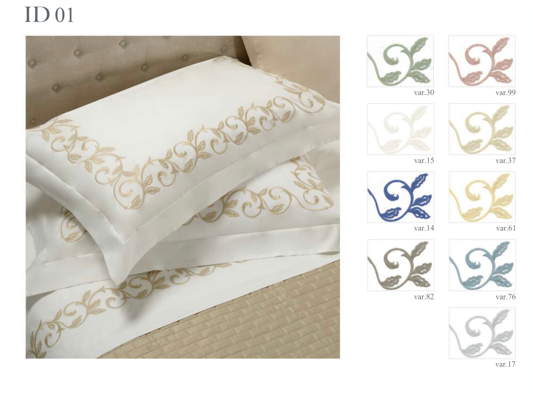 Completo letto ricamato Ramage Dea Home Collection var. 99 rosa