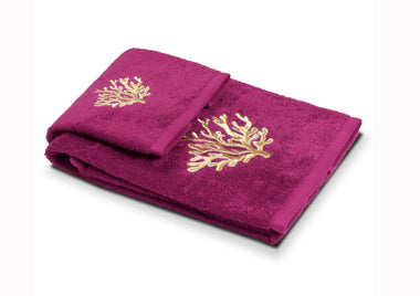 Coppia spugna ricamata Coralli fucsia