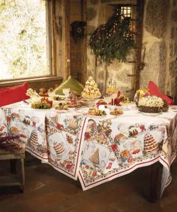 Tovaglia  Noel Gourmand Tessitura Toscana Telerie x12