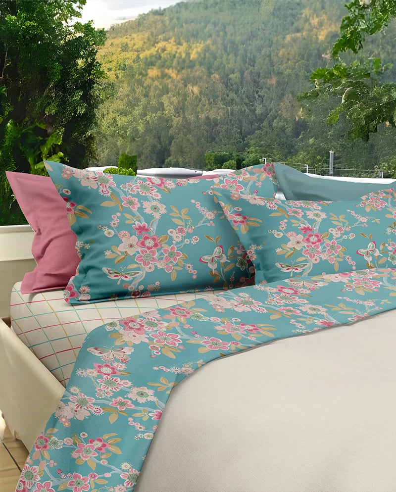 Completo letto piazza e mezzo Frida Le Vie del Cotone var. Giada