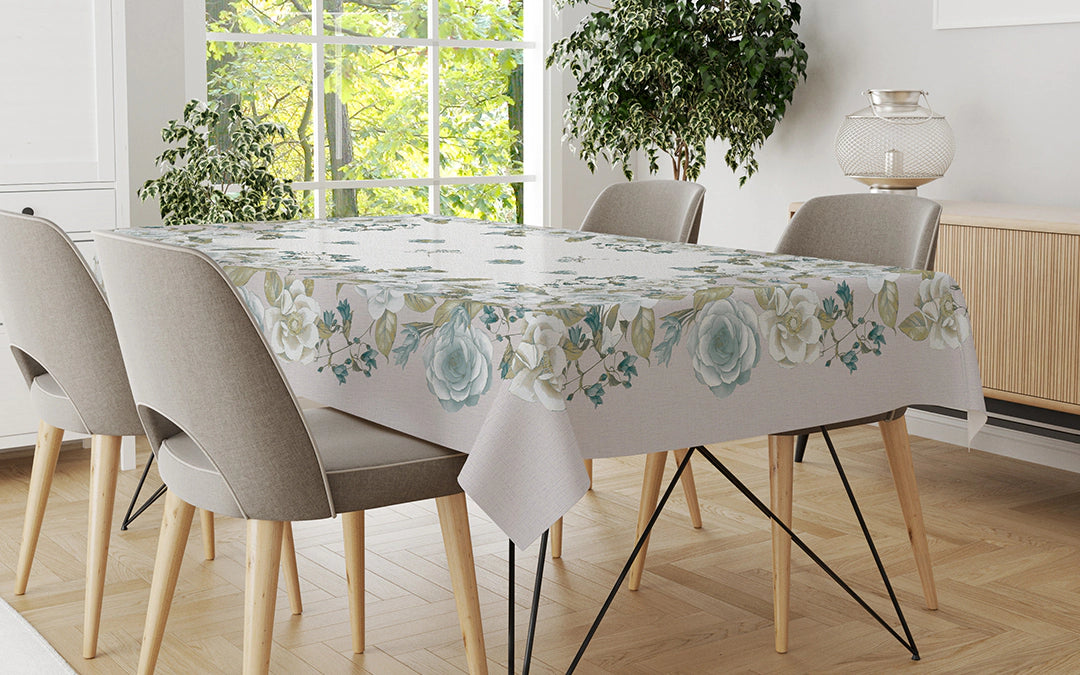 Tovaglia in Puro Lino Magnolia misura per 12 persone Vingi Ricami