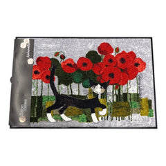 Efia tappeto o zerbino 50 x 80 cm dis. Gatto e Papaveri