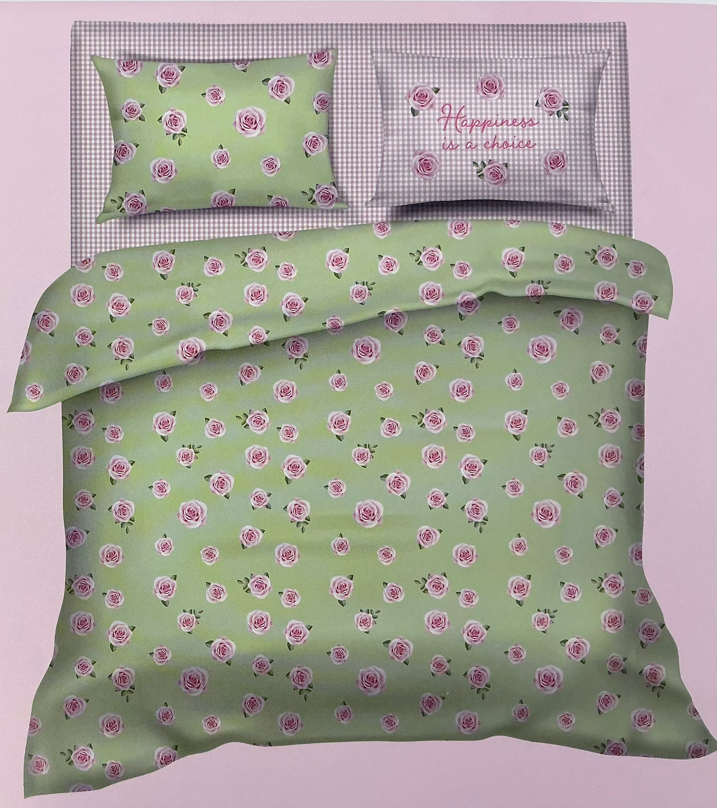 Completo lenzuola estivo Matrimoniale HAPPINESS IS A CHOICE Camomilla by Svad