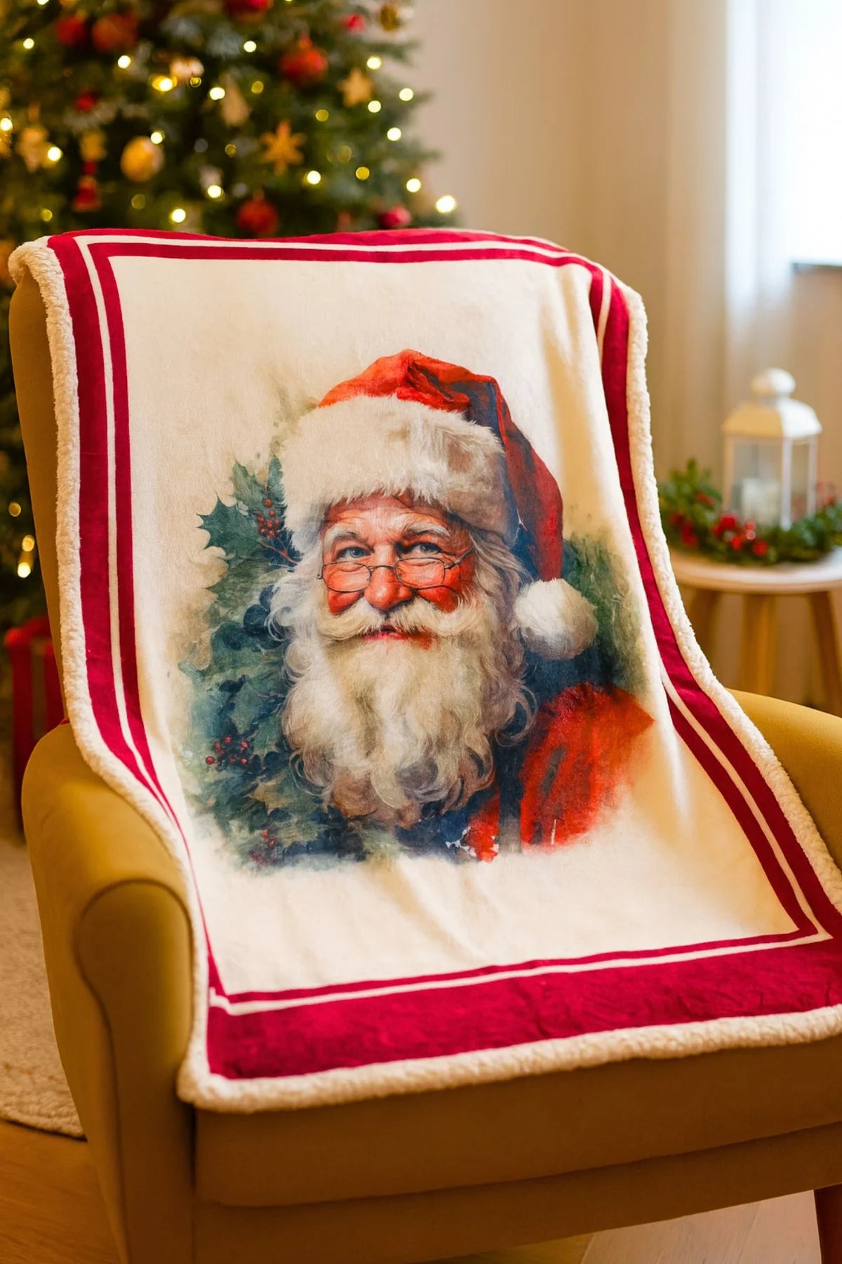 Plaid natalizio Christmas is Coming dis. Babbo Natale