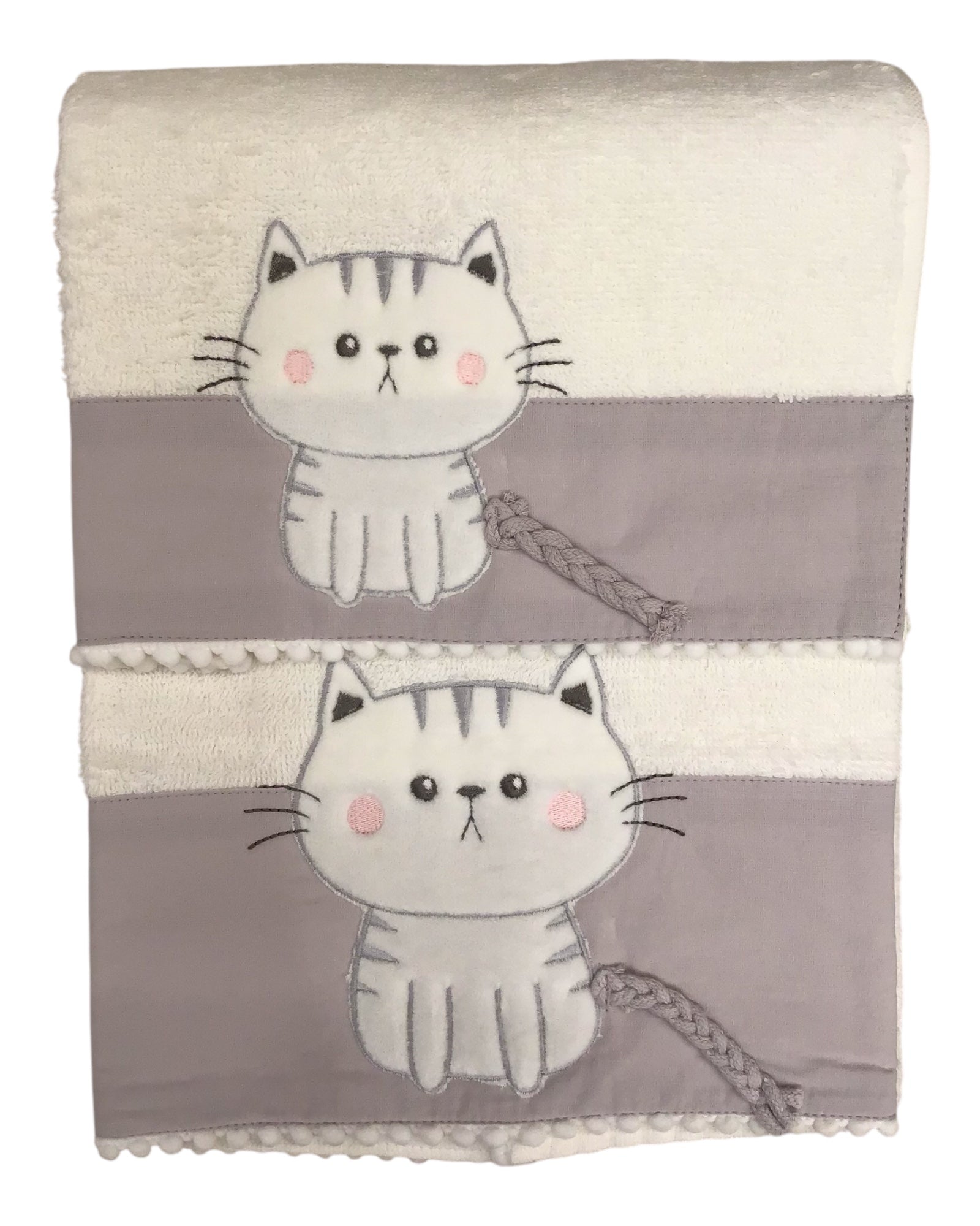 Coppia asciugamani bimbo disegno Gatto var. Bianco