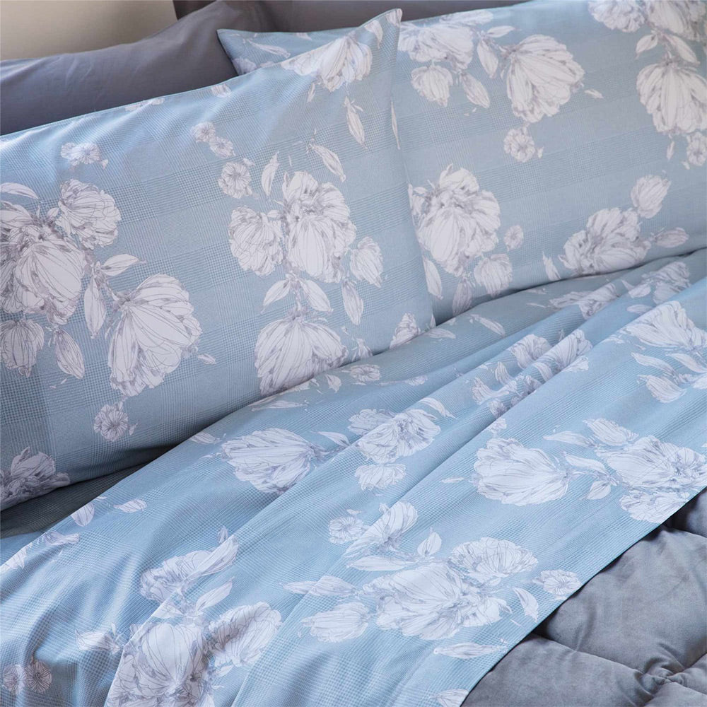 Copripiumino singolo Giverny Floreale var. Azzurro Riviera