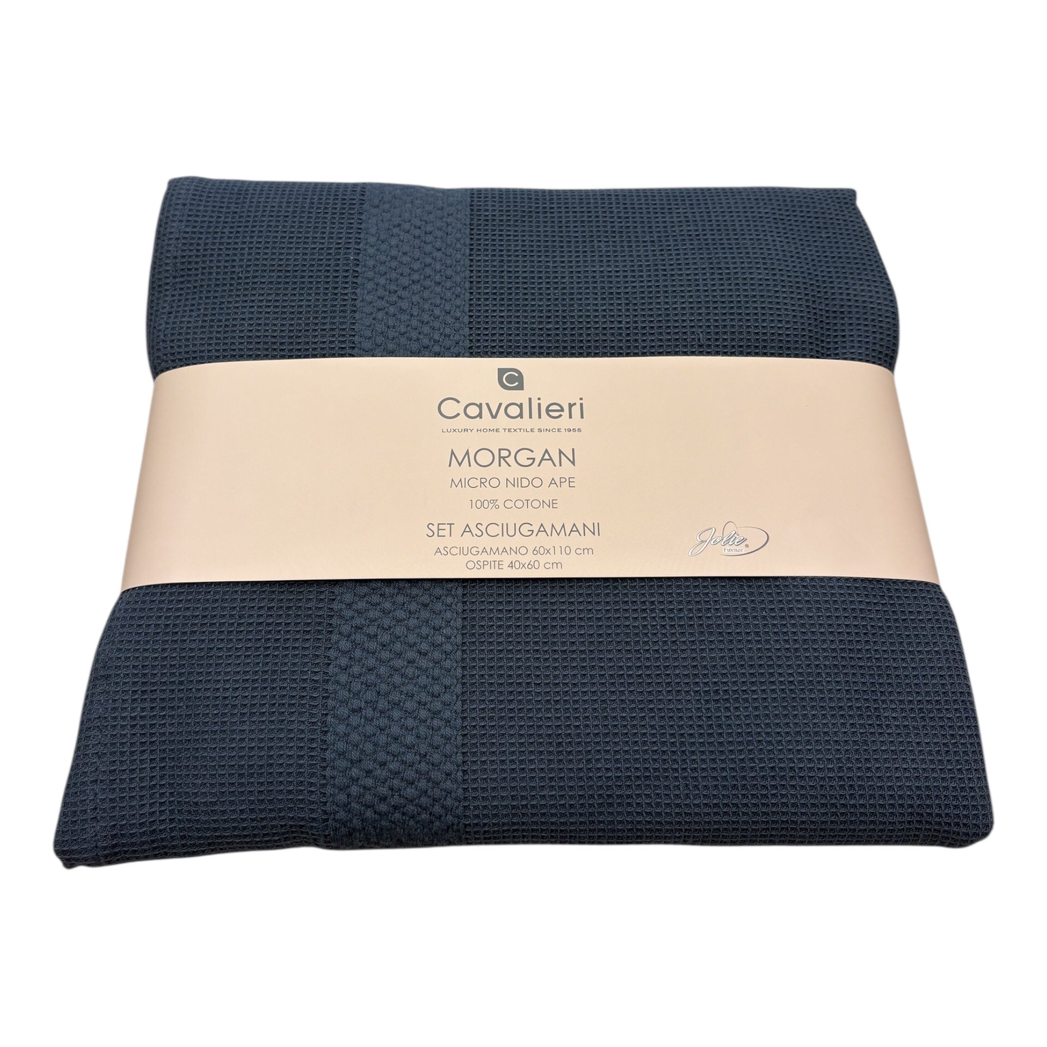 Set asciugamani 1+1 Nido d’ape Morgan Cavalieri var. Denim