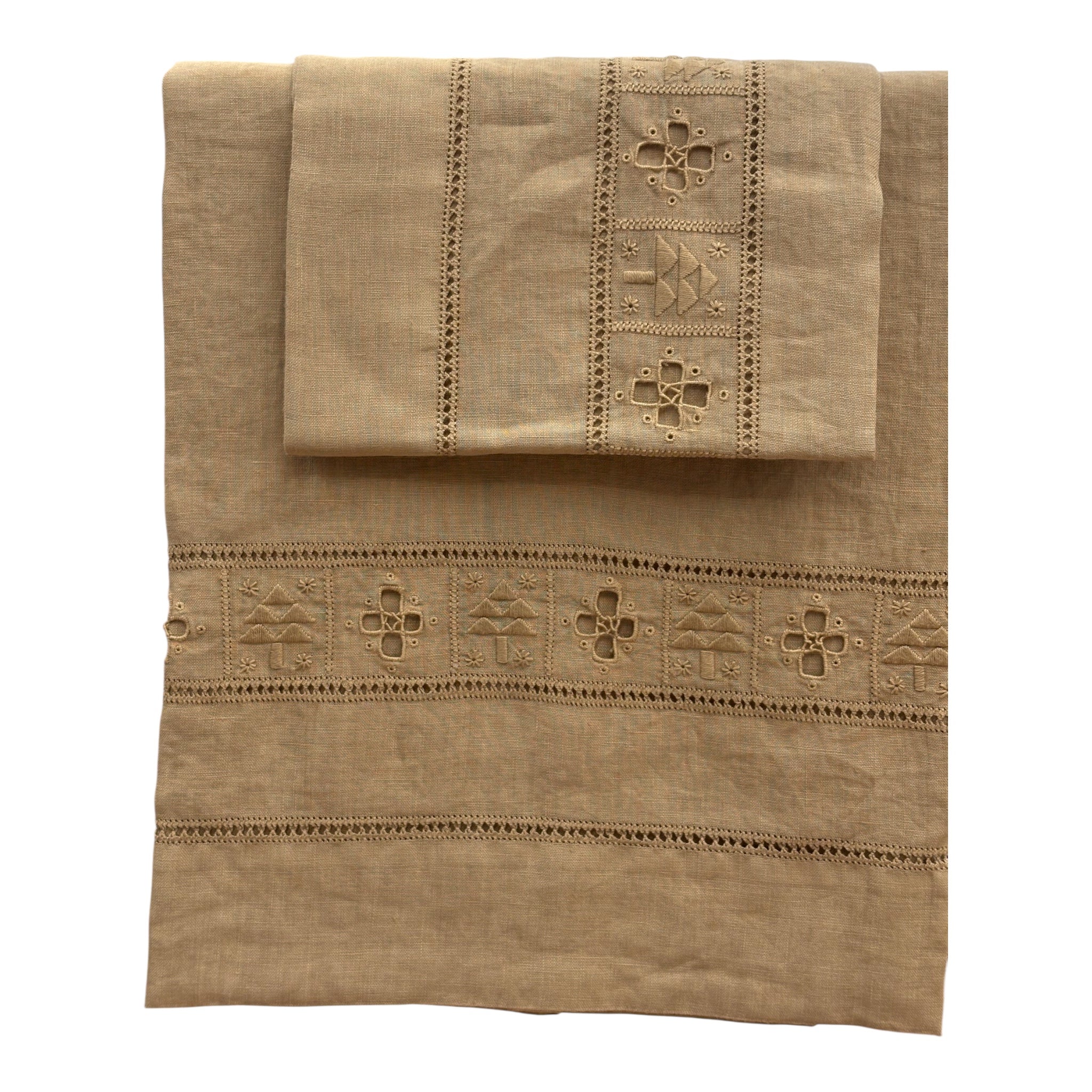 Set asciugamani 1+1 Puro Lino in Punto Antico var. Nude