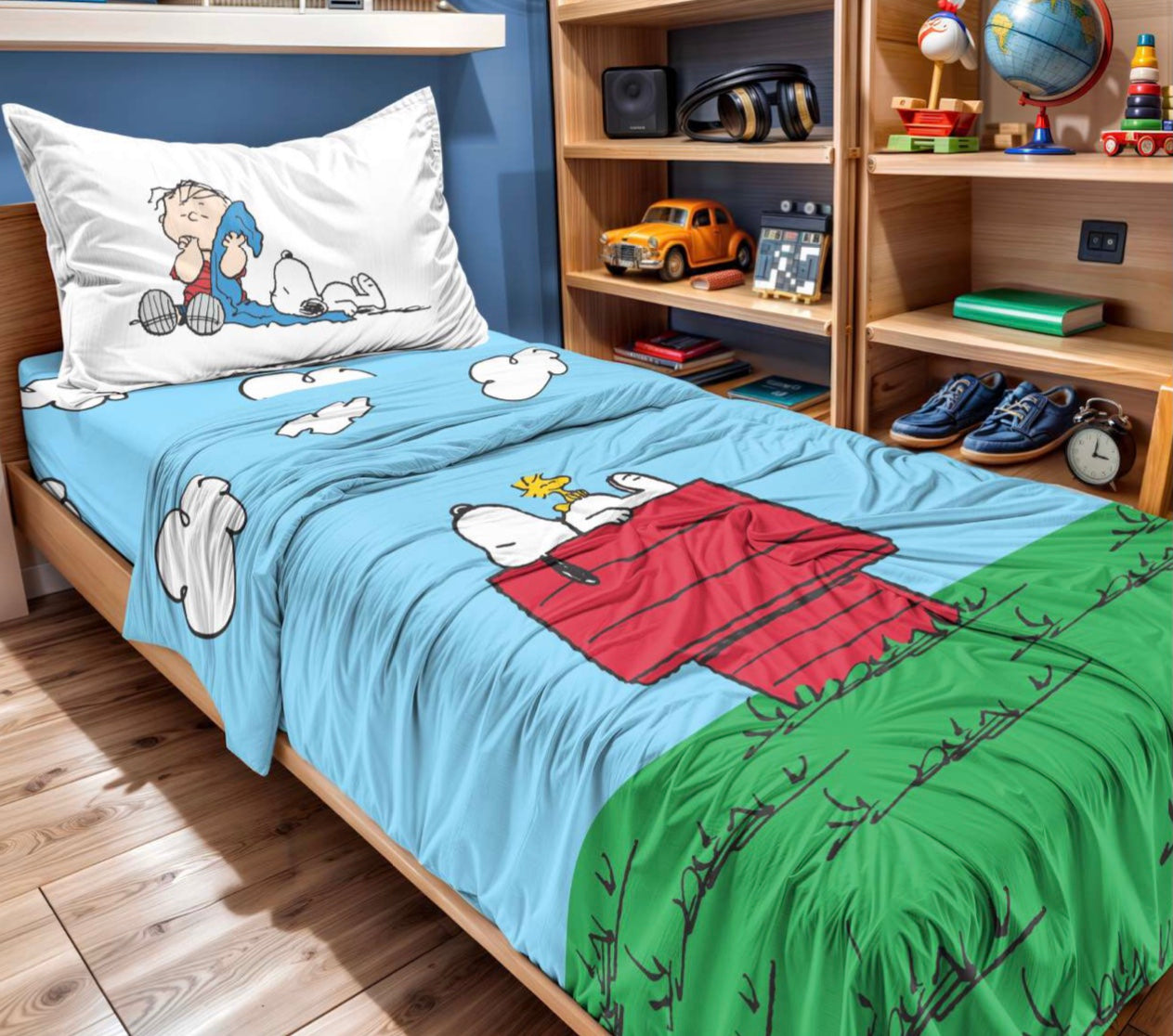 Completo letto singolo Peanuts Dog House