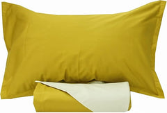 Copripiumino raso di cotone matrimoniale Incanto Riviera Senape Avorio