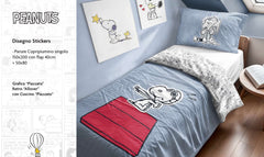 Parure Copripiumino singolo dis. Stickers Peanuts