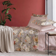 Parure copripiumino Gardenia in raso puro cotone var.beige