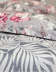 Copriletto jaquard Ludovica Svad con motivo a foglie var. Antracite