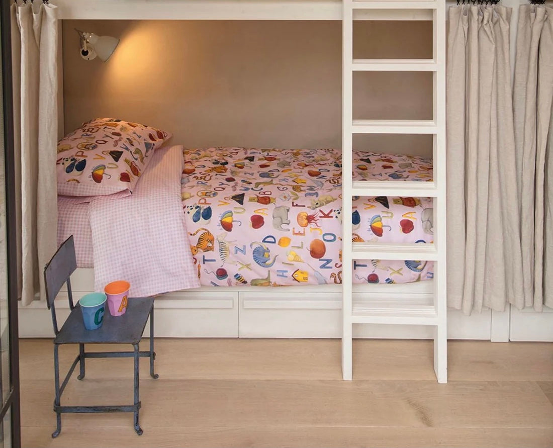 Parure copripiumino singolo Alfabeto Fazzini var. Rosa