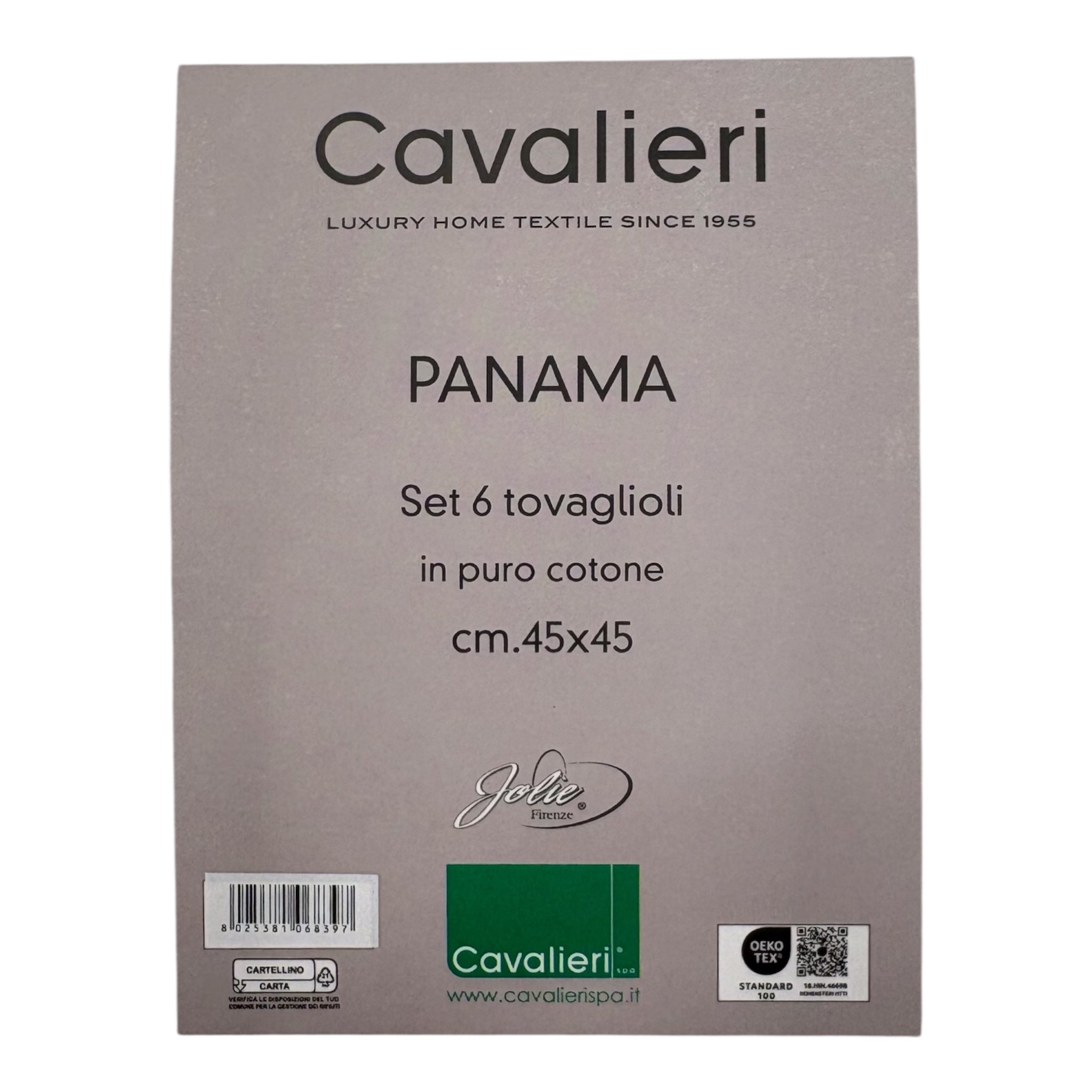Set 6 tovaglioli in Puro Cotone var. Grigio Medio Cavalieri Home Textile