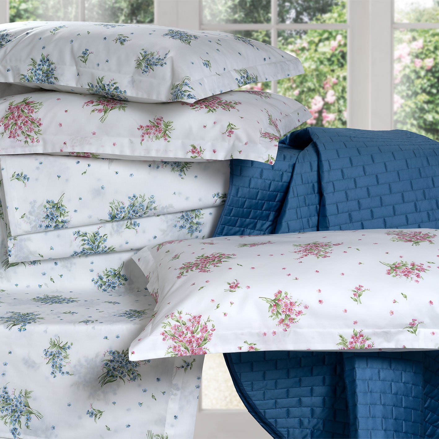 Completo lenzuola piazza e mezzo I110  Le Isole by Dea var. 8 cielo