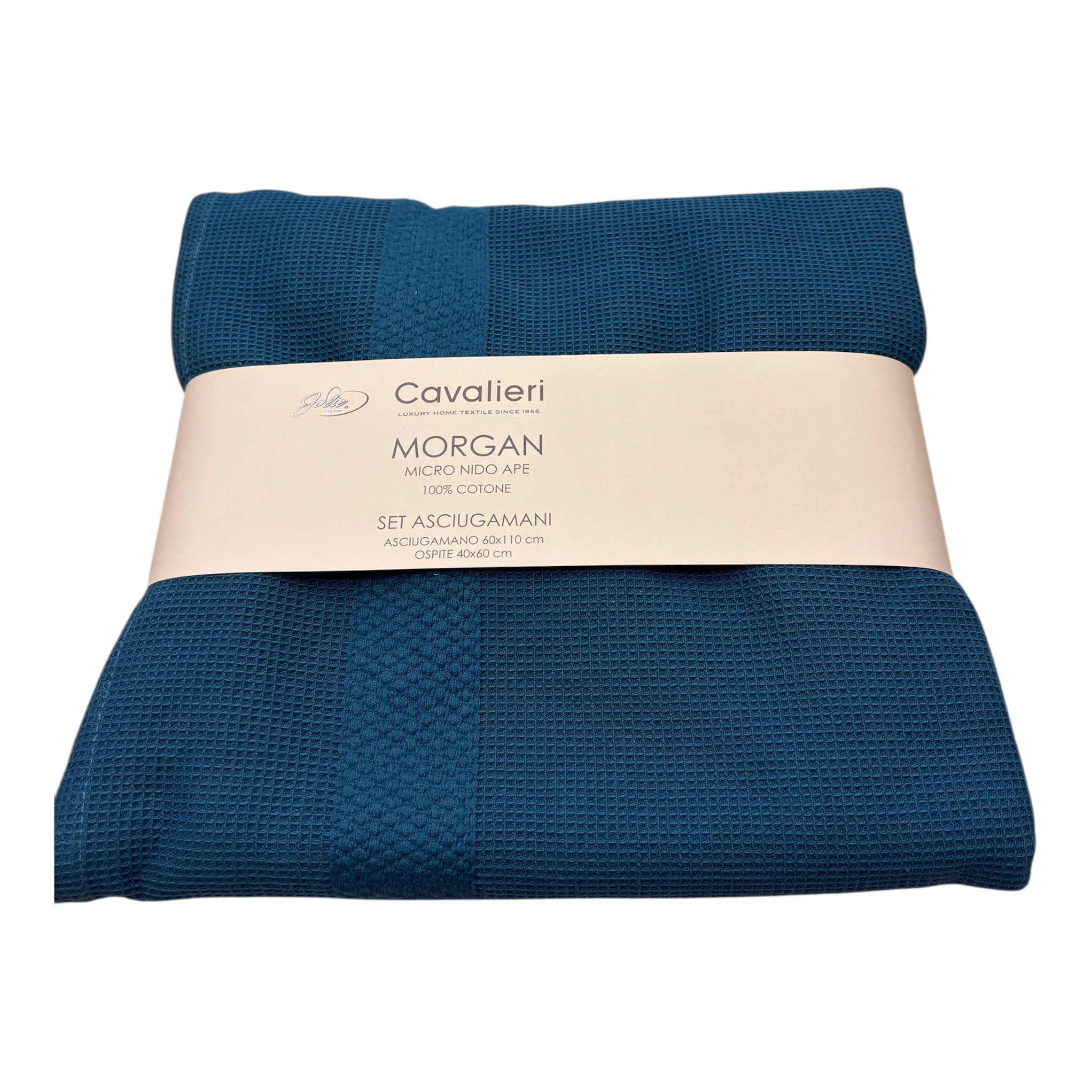 Set asciugamani 1+1 Nido d’ape Morgan Cavalieri var. Cobalto