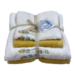 Set 4 asciugamani in spugna disegno Roselline Dea Home Collection.