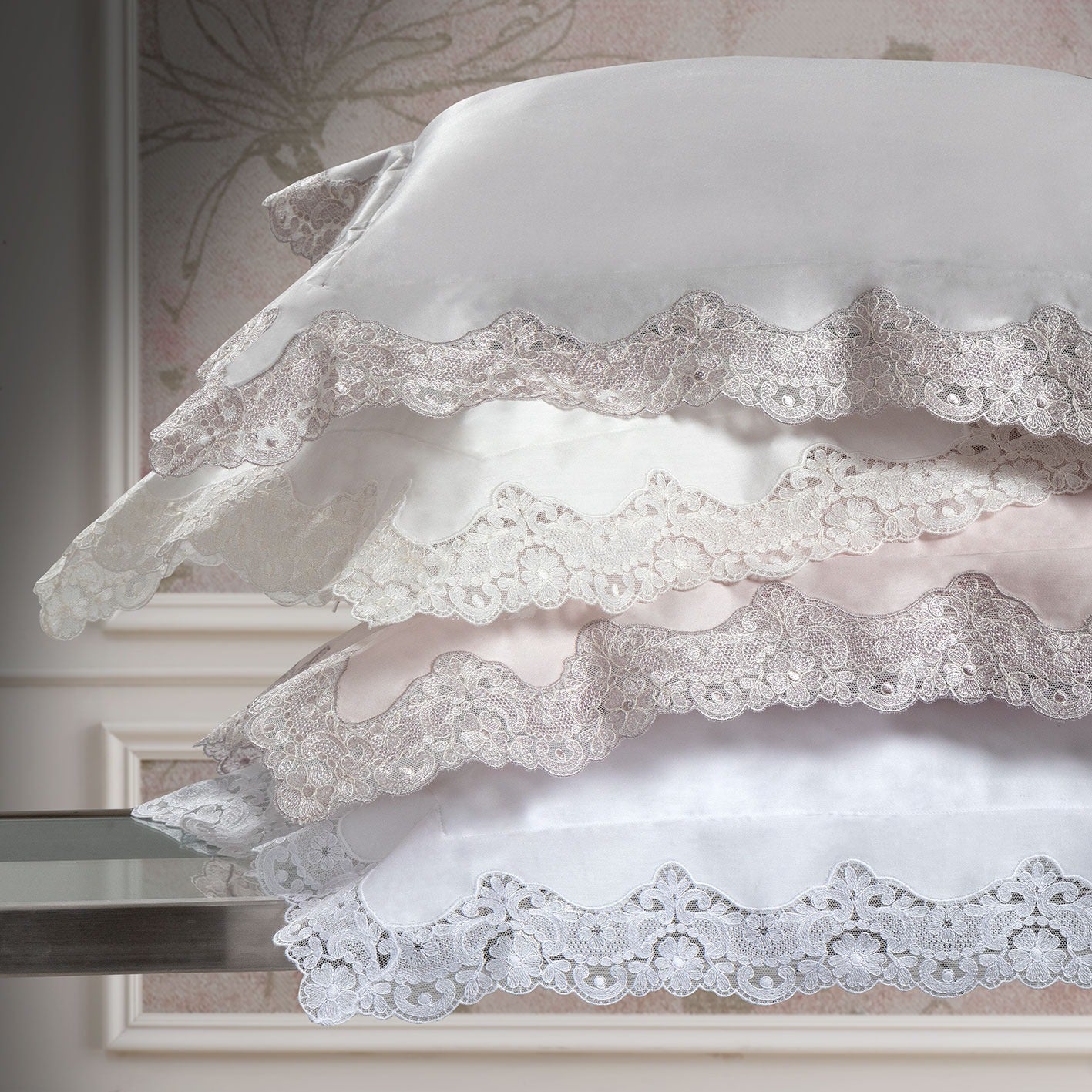 Completo lenzuola matrimoniale Flora Pizzo Dea Luxury Linens